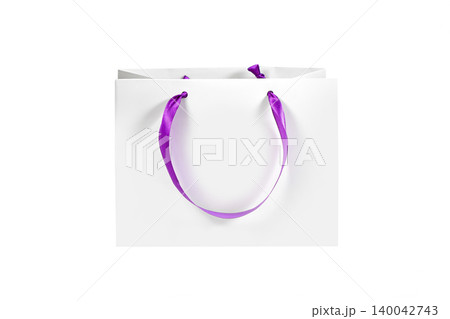 Recyclable craft paper bag for purchases, gifts and takeaway food mock up on white background. Environmentally friendly than single-use plastic bags Recyclable craft paper bag for purchases, gifts and takeaway food mock up on white background. Environmentally friendly than single-use plastic bags 140042743