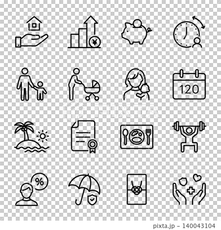 Simple Icon Set | Employee Benefits, Allowances, Company Systems, and Work Styles Simple Icon Set | Employee Benefits, Allowances, Company Systems, and Work Styles 140043104