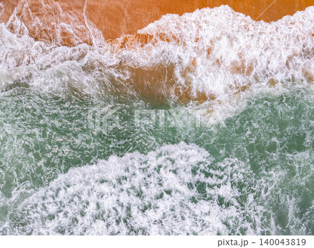 Sea surface aerial view,Bird eye view photo of blue waves and water surface texture Blue sea background Beautiful nature Amazing view sea background 140043819