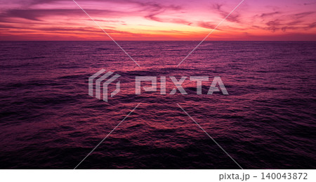 Aerial view Beautiful light sunset or sunrise over sea landscape nature view waves background 140043872