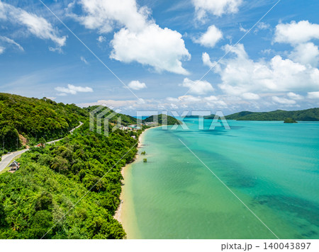 Beautiful sea with clear blue sky background in summer season Amazing sea and sun daylight relaxation landscape view in Phuket island Thailand for Summer and travel background Beautiful sea with clear blue sky background in summer season Amazing sea and sun daylight relaxation landscape view in Phuket island Thailand for Summer and travel background 140043897