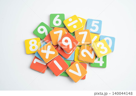 Number wood block cubes for learning Mathematic, education math concept. Number wood block cubes for learning Mathematic, education math concept. 140044148