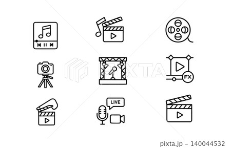 Content Creation and Video Broadcasting Icons Content Creation and Video Broadcasting Icons 140044532