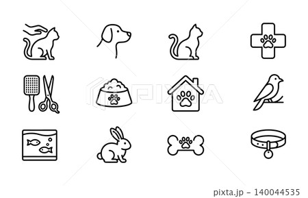 Pets and Domestic Animal Care Icons Pets and Domestic Animal Care Icons 140044535