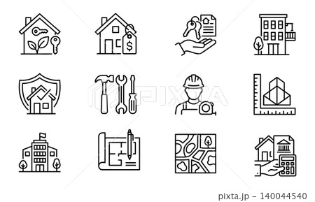 Real Estate and Building Construction Icons Real Estate and Building Construction Icons 140044540