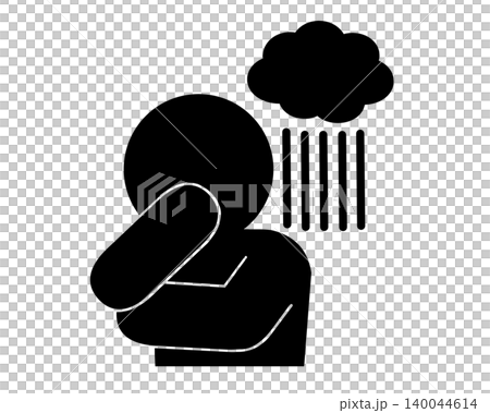 Image of a person troubled by rain clouds 140044614