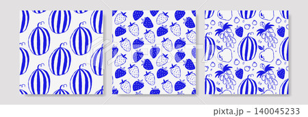 Vibrant summer pattern set with watermelons, strawberries Vibrant summer pattern set with watermelons, strawberries 140045233