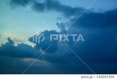 Beautiful and dramatic skyscape and cloudscape. Blue sky and clouds. Nature and background use. 140045308