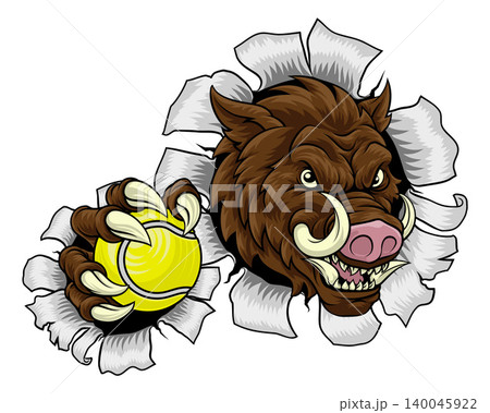 Boar Wild Hog Razorback Warthog Pig Tennis Mascot 140045922