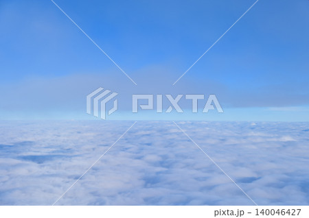 Stunning cloudscape, blue sky with white clouds. Nature scene. Nature background. 140046427