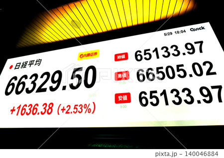 日本の東京都市景観6万6000円台・6万6329円50銭株価/終値で史上最高値を更新=29日 日本の東京都市景観6万6000円台・6万6329円50銭株価/終値で史上最高値を更新=29日 140046884