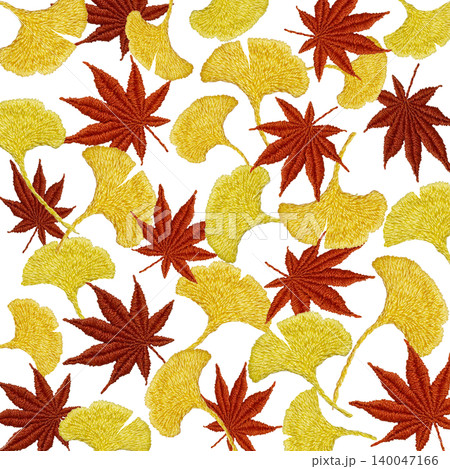 【紅葉の背景素材】手刺繍イラスト素材 140047166