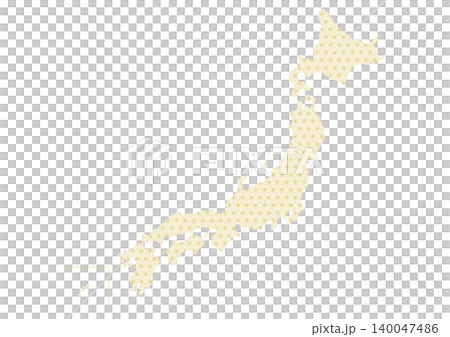和柄の日本地図: 金色麻の葉模様 140047486