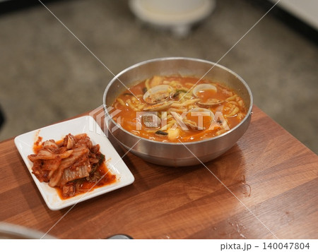 Traditional Korean Spicy Gochujang Noodle Soup Traditional Korean Spicy Gochujang Noodle Soup 140047804