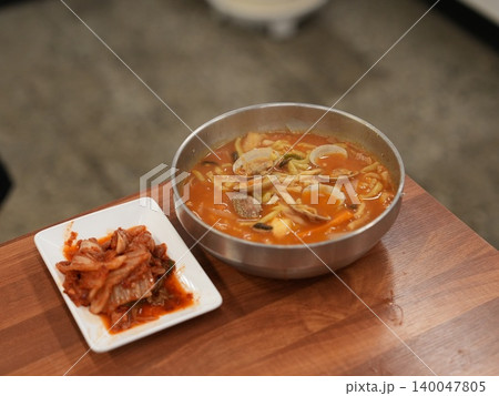 Traditional Korean Spicy Gochujang Noodle Soup 140047805