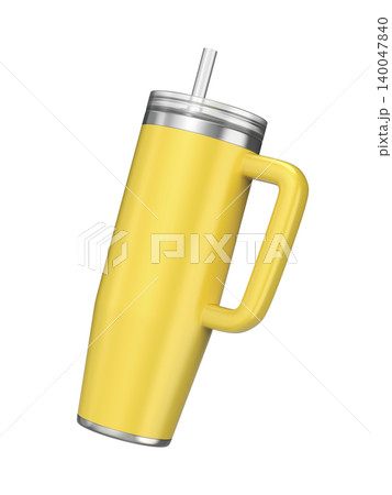 Yellow tumbler with straw and handle Yellow tumbler with straw and handle 140047840