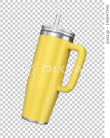 Yellow tumbler with straw and handle Yellow tumbler with straw and handle 140047840
