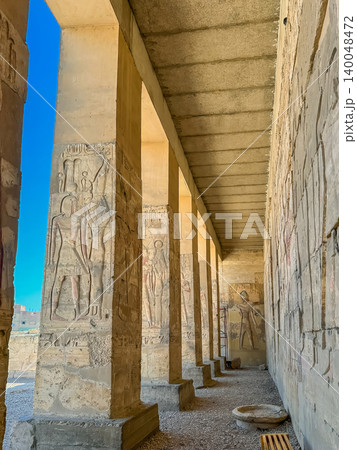 Beautiful interiors and ancient hieroglyphs in the Temple of Seti I in Abydos, Egypt. Beautiful interiors and ancient hieroglyphs in the Temple of Seti I in Abydos, Egypt. 140048472