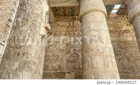 Medinet Habu, the mortuary temple of Ramesses III, located on the west bank of Luxor, Egypt. Medinet Habu, the mortuary temple of Ramesses III, located on the west bank of Luxor, Egypt. 140048527