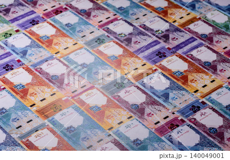 Qatar paper money, the Qatari riyal as a tool for financial transactions and trade. Qatari money 140049001