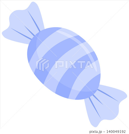 Blue Pastel Wrapped Candy Vector Illustration Cute Sweet Treat Icon Isolated on White Background 140049192