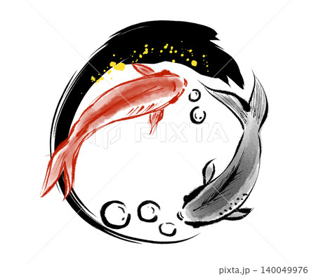 筆で描いた金魚 140049976