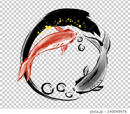 筆で描いた金魚 140049976