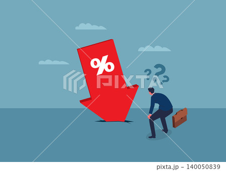 Man Looking at Falling Percent Arrow Stock Illustration Man Looking at Falling Percent Arrow Stock Illustration 140050839