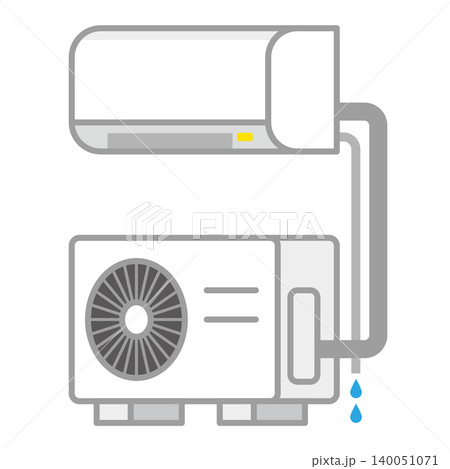 エアコンと室外機・排水(水滴)のイラスト エアコンと室外機・排水(水滴)のイラスト 140051071