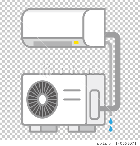 空調、室外機和排水裝置(水滴)示意圖。 空調、室外機和排水裝置(水滴)示意圖。 140051071
