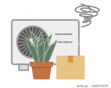 室外機の前に物が置かれ通気が悪いイラスト 140051074