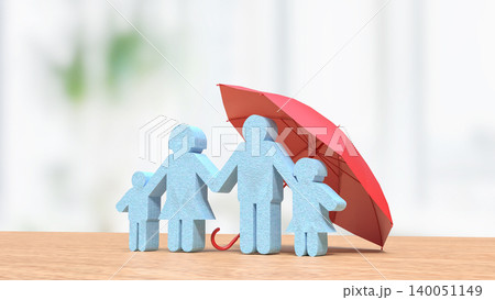 Family Protection Under Red Umbrella 3d render. Family Protection Under Red Umbrella 3d render. 140051149
