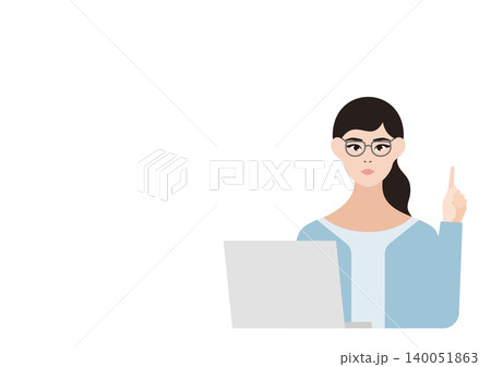 パソコンを前に説明をする女性のベクターイラスト素材 パソコンを前に説明をする女性のベクターイラスト素材 140051863
