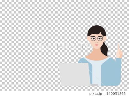 パソコンを前に説明をする女性のベクターイラスト素材 パソコンを前に説明をする女性のベクターイラスト素材 140051863