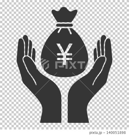 兩隻手保護鈔票(¥)的剪影圖標 兩隻手保護鈔票(¥)的剪影圖標 140051898