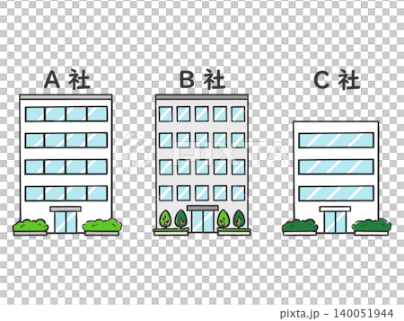 いろんなビル会社イラストセット　ベクター 140051944