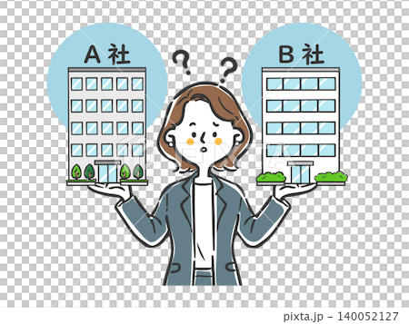 会社を比較するビジネスウーマン　ベクター 140052127
