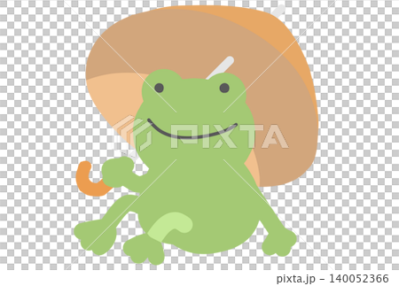 A frog sitting with an orange umbrella. A frog sitting with an orange umbrella. 140052366