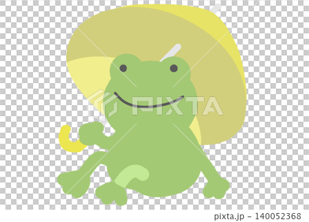A frog sitting with a yellow umbrella A frog sitting with a yellow umbrella 140052368