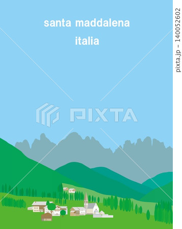 サンタ・マッダレーナ　santa maddalena　ドロミーティ　dolomiti　イタリア　春 140052602