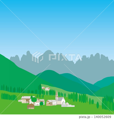 サンタ・マッダレーナ　santa maddalena　ドロミーティ　dolomiti　イタリア　春 140052609