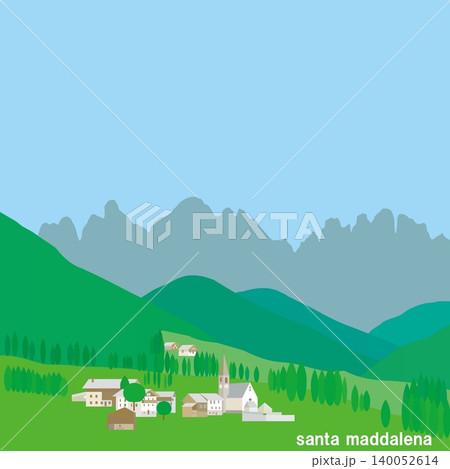 サンタ・マッダレーナ　santa maddalena　ドロミーティ　dolomiti　イタリア　春 140052614
