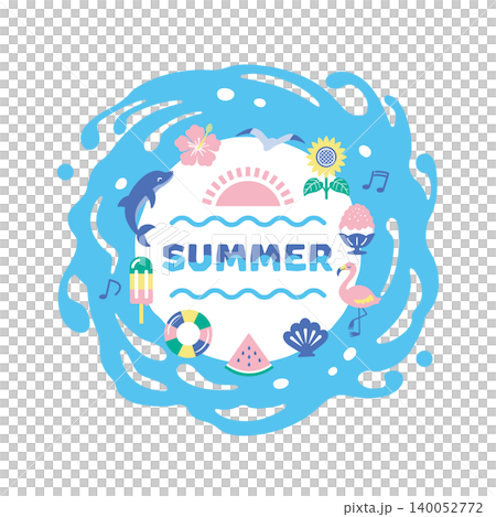 Pop and cute design frame with wave and summer motifs 140052772