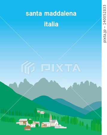 サンタ・マッダレーナ　santa maddalena　ドロミーティ　dolomiti　イタリア　夏 140052833