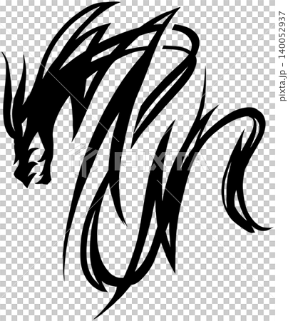 Cool tribal-style dragon illustration/mark material 140052937