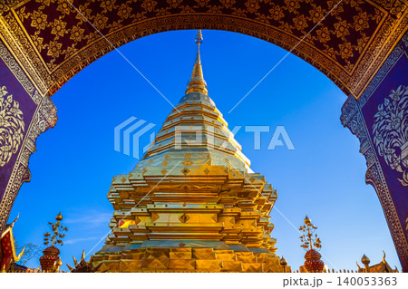 Wat Phra That Doi Suthep or golden temple is famous visiting place or landmark and attraction of Chiang Mai, Thailand. 140053363