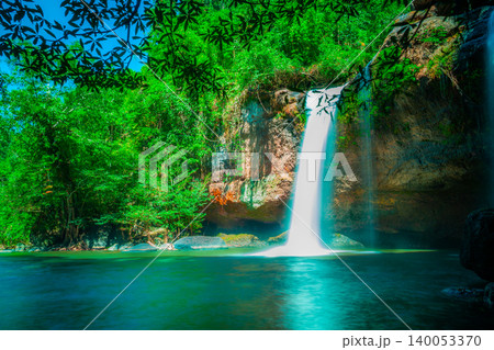 Amazing beautiful waterfalls in deep forest at Haew Suwat Waterfall in Khao Yai National Park, Thailand 140053370