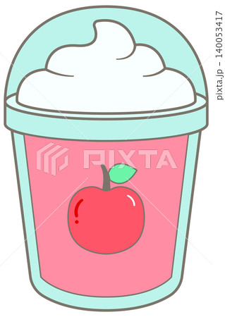 Cute Apple Drink with Whipped Cream for Kids Outdoor Adventure and Autumn Picnic Cute Apple Drink with Whipped Cream for Kids Outdoor Adventure and Autumn Picnic 140053417