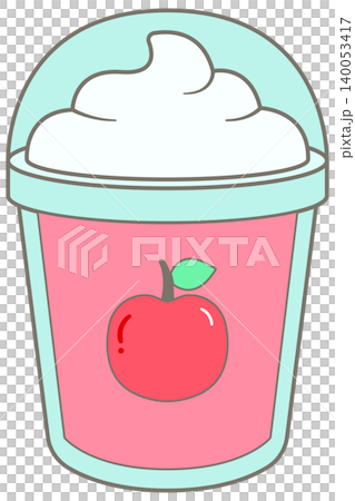 Cute Apple Drink with Whipped Cream for Kids Outdoor Adventure and Autumn Picnic Cute Apple Drink with Whipped Cream for Kids Outdoor Adventure and Autumn Picnic 140053417