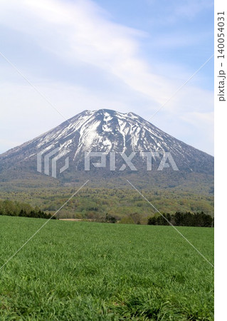五月の北海道、ニセコ、倶知安、蝦夷富士、羊蹄山、ようてい、残雪残る羊蹄山、青空に映える北海道の雄 五月の北海道、ニセコ、倶知安、蝦夷富士、羊蹄山、ようてい、残雪残る羊蹄山、青空に映える北海道の雄 140054031